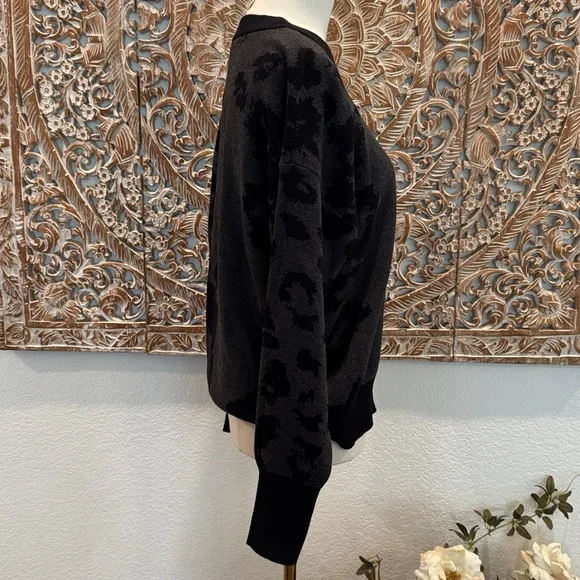 DKNY Women's Animal Print Crewneck Long Sleeve Sweater, Sequin Embellishment - Picture 5 of 15